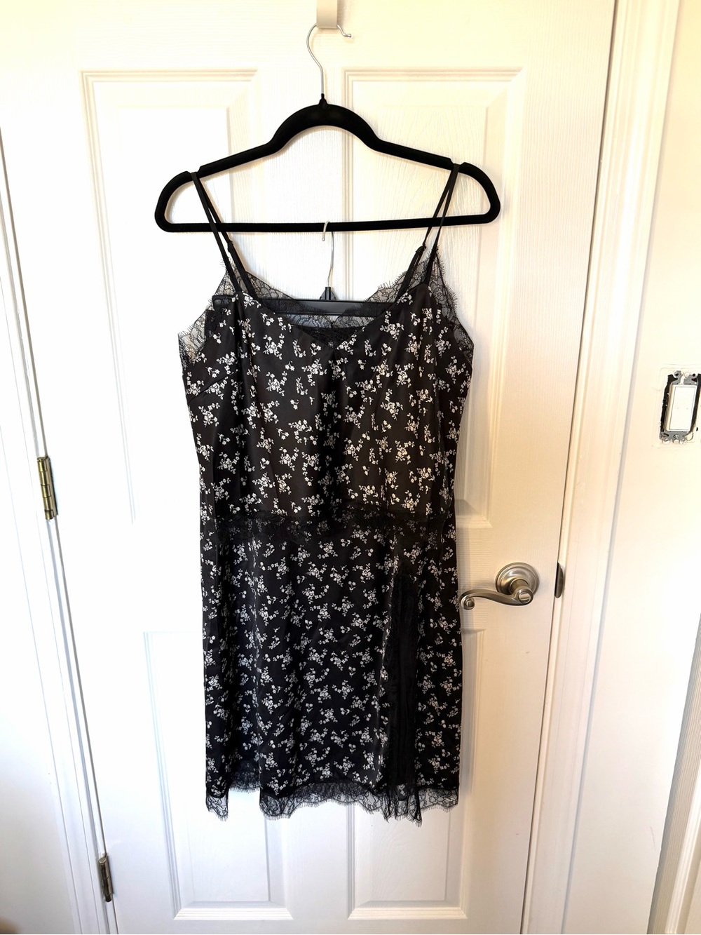 Black Floral Lace Slip Set